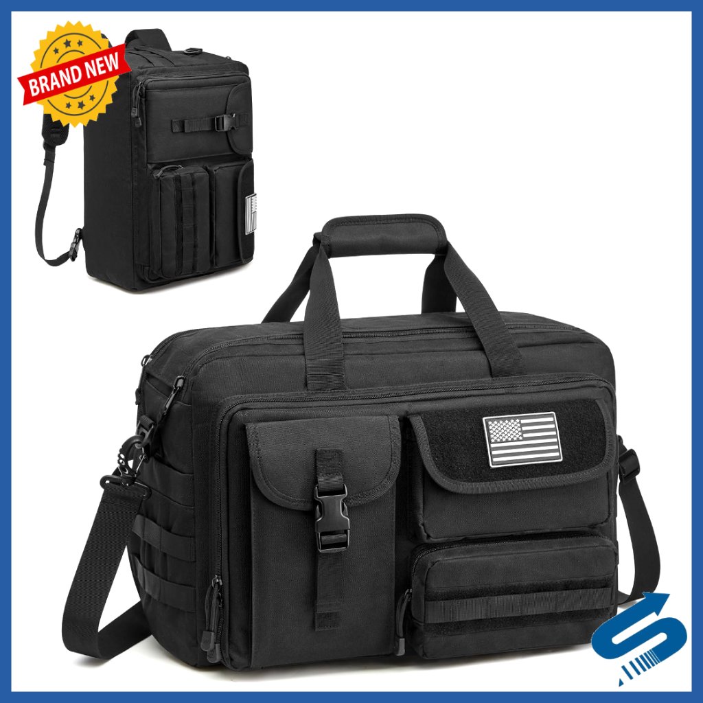 Large Tactical Messenger Bag 3-In-1 Design Durable Water-Resistant Travel Work
